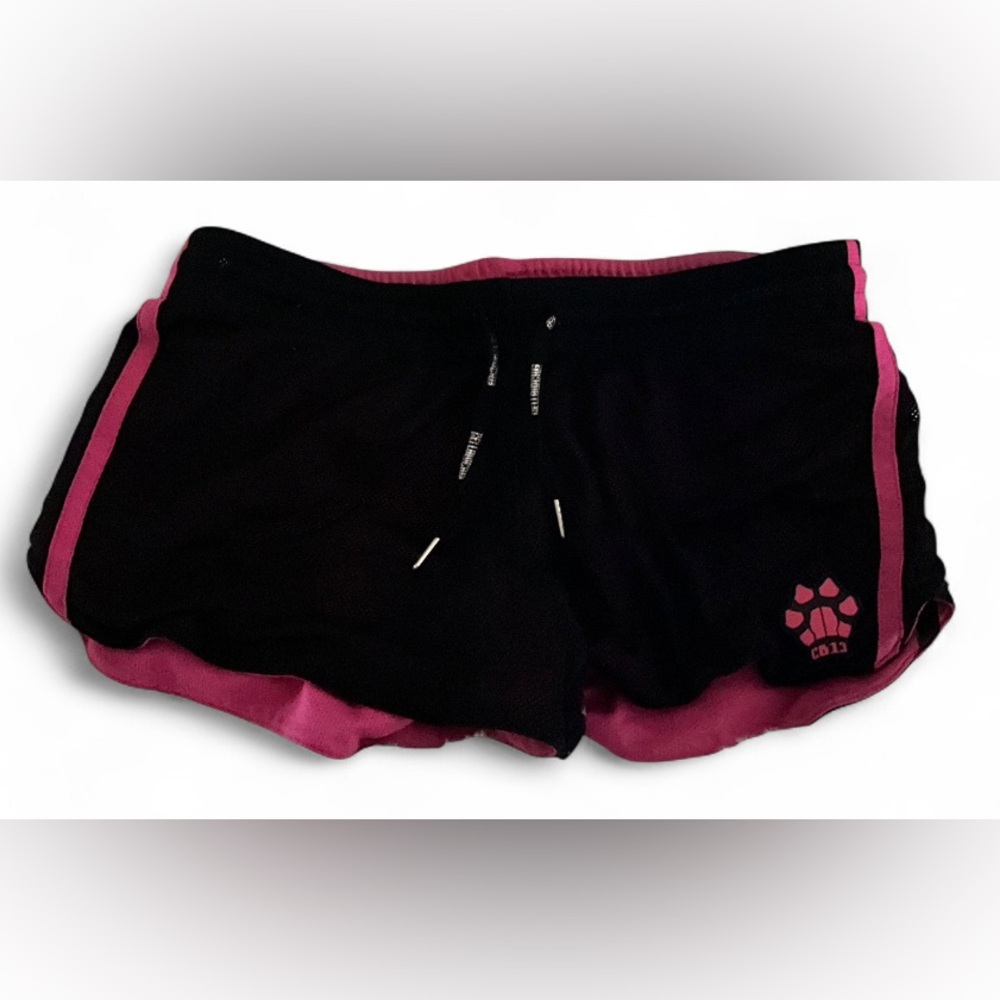 CellBlock13 Men's Pink & Black Paw Emblem Mesh Drawstring Active Shorts Size M